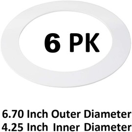 6 Pack Gloss White Goof Trim Ring for 4" Inch Recessed Can Lighting Down Light, Outer Diameter 6.7 Inches, Inner Diameter 4.2 Inches