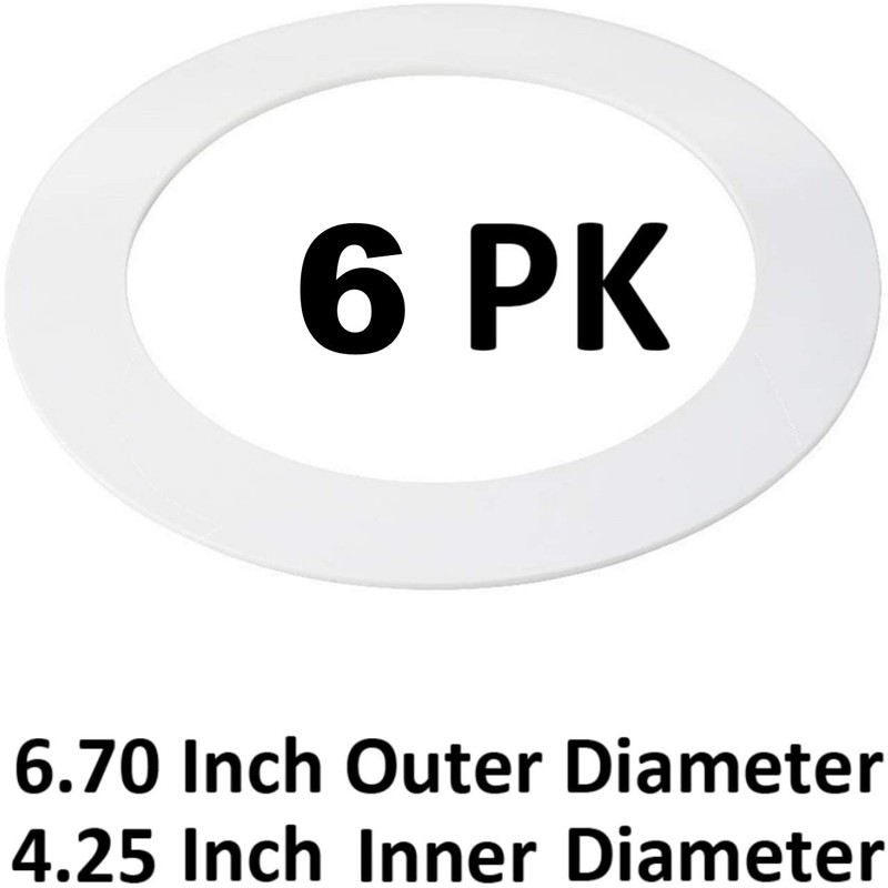 6 Pack Gloss White Goof Trim Ring for 4" Inch