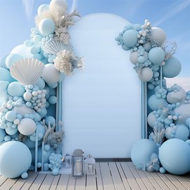 Creperture Wedding Arch Backdrop Cover, 1x2m Arch Cover Fabric Round Top Photo Studio Backdrops Stand Cover for Birthday Party Wedding Ceremony Garden Blue