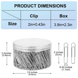 280 Pcs Large Paper Clips, 2 Inch Jumbo Paper Clips, Silver Paperclips, Stainless Steel Large Paperclips Office for Teacher Supplies School Supplies