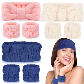DiyJibb Spa Headband and Wristband Set-Skincare Headbands,Hairband for Washing Face, 3Pcs Women Makeup Headband and 6 Pcs Wrist Spa Wash Band,Facial Headbands for Women,Girls to Sport,Yoga,Skincare