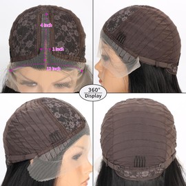 VOKEYLA VOKEYLA Synthetic Lace Front Wigs For Women Black Straight Hair Glueless 13x4x1 Long Straight Natural Heat Resistant Fiber Natural Wig With 26 Inch (Black)