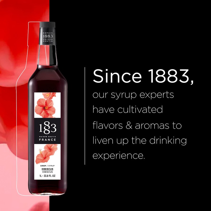 1883 Hibiscus Syrup for Drinks, Made in France, 1 Liter