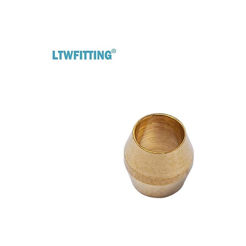 LTWFITTING 1/8-Inch Brass Compression Sleeves Ferrels,Brass Compression Fitting(Pack of 50)