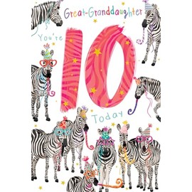 Great Granddaughter 10th Birthday Card Age 10 Fox 9" x 6" Lovely Verse