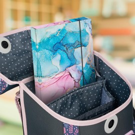 Baagl Notebook Box for School Bag - A4 Folder for Children with Elastic Band and Inner Flaps - Collector's Folder, Collection Box with Elastic Band for Girls (Marble)