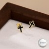 Reffeer Solid 925 Sterling Silver Cross Stud Earrings for Women