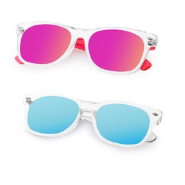 Aofalbe Kids Sunglasses, Sunglasses for Girls Boys, Mirrored Sunglasses for Toddler Children Pink+Light Blue