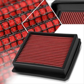Red Reusable Washable High Flow Drop-in Air Filter Panel Compatible with 09-19 Infiniti M35 M37 Q70