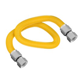 Highcraft GUHD-ZD38-30C Gas Line Hose 1/2'' O.D. x 30'' Length with 0.5 in. FIP Fitting, Yellow Coated Stainless Steel Flexible Connector, 30 Inch