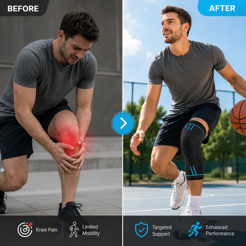 Compression Knee Sleeve for Sports Support – Breathable Anti-Slip Knee