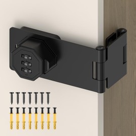 BiceNoning 90 Degree 3-Digit Combination Cabinet Lock, Zinc Alloy Keyless Folding Hasp Lock Latch, Password Security Rotary Door Latch for Office File Cabinet, Drawer, Locker, Cupboard (1, Black)