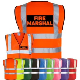 Corporate Togs FIRE MARSHAL Hi-Vis Safety Vest - High-Visibility Waistcoat Tabard, British Standard CE Marked, Fastening Vest | Protective Safety Wear