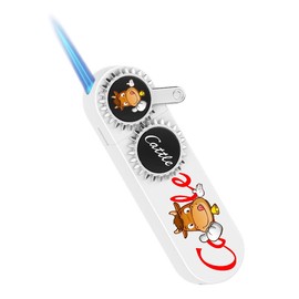 Mini Jet Torch Lighter Rocker Arm Inflatable Lighter Pocket Torch Lighter Cool Creative Windmill Lighter Windproof Portable Lighter for Candle Cooking BBQs (White)