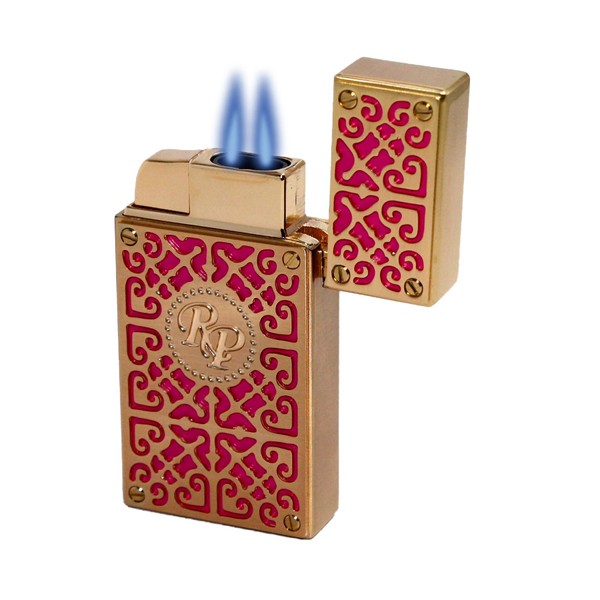 Rocky Patel Burn Collection Lighter - Pink with Gold Plates