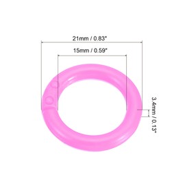 PATIKIL 2 cm OD 1.5 cm ID Loose Leaf Rings, 100 Pieces Binder Ring Plastic for Book DIY Scrapbook Notebook Photo Album, Pink