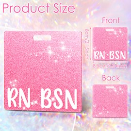 Pink RN BSN Badge Card Glitter Nurse Badge Buddy Nurse Badge Holder ID Name Identification Badge Accessories for Women Coworkers Resident Nurses Aesthetic