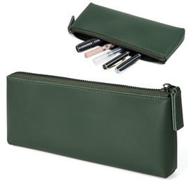 Pen Case, Pencil Case, Genuine Leather, Large Capacity, Pencil Case, Tool Pen Case, Zipper, Fashionable, Simple, Children, Elementary School, Middle School, High School Student, Boys, Girls, College