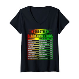 Womens History Of Forgotten Black Inventors Black History Month V-Neck T-Shirt