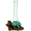 GURU SHOP Vase aus Recycelingglas, Glasvase Wurzelholz - M10 30cm,