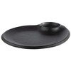 APS 85075 Nero Melamine Plate with Integrated Dip Bowl, Serving