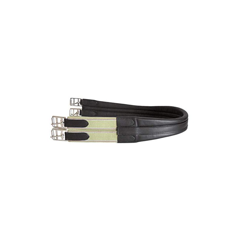 SIE EQUESTRIAN Contoured Leather Chafeless Girth Black Brown 46" /48"
