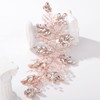 Teyglen Women Bride Wedding Rose gold Rhinestones Crystals Large Headband