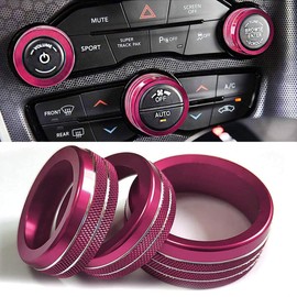 Unifizz 3Pcs Car Climate Control Knob Covers Red for Challenger Accessories 2015-2022 2023, for DO-DGE Charger 2015-2022 2023, for DO-DGE Chr-ys-ler 300/300s 2015-2023