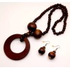 Unbranded Chunky Dark Brown round pendant wood necklace beaded big