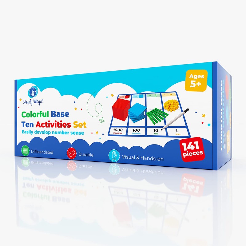 Simply magic 140+1 PCS Colorful Base Ten Blocks & Activities