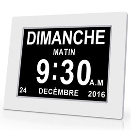 Oldtime® LCD Digital Clock Calendar Date 8 Inch White