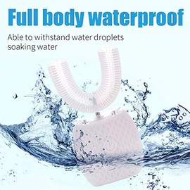Maybuy Cepillo de dientes ultrasónico automático, cepillos de dientes ultrasónicos en forma de U para adultos, cepillos de dientes eléctricos sónicos de 360° con temporizador automático y carga inalám
