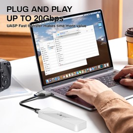 SETMSPACE Aluminum M.2 NVMe SSD Enclosure, USB 3.2 Gen 2(20Gbps) to M-Key/B&M-Key M.2 NVMe Solid State Drive External Adapter for NVMe SSD Size 2230/2242/2260/2280(up to 4TB)