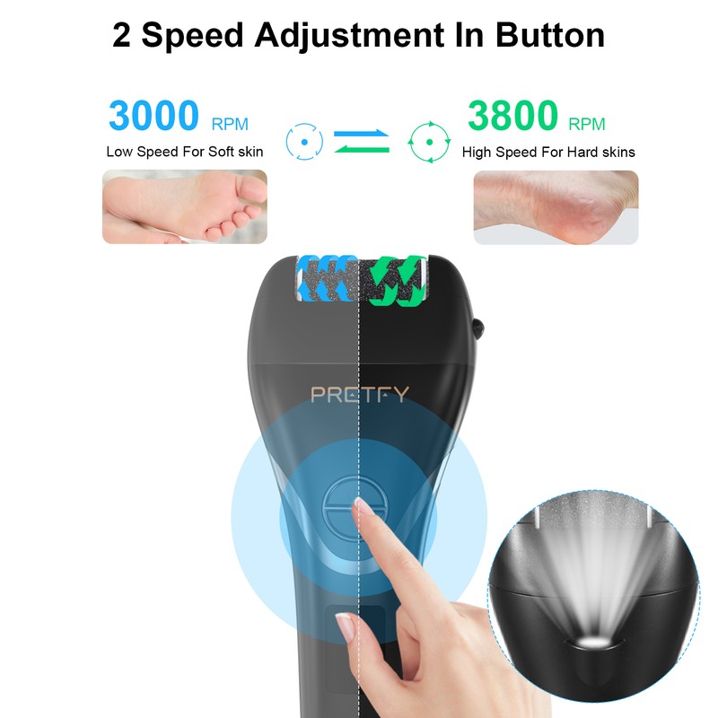 Pretfy Electric Foot Callus Remover Set Rechargeable Foot Grinder Digital