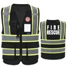 AYKRM Black Fire Rescue High Visibility Reflective Safety Vest