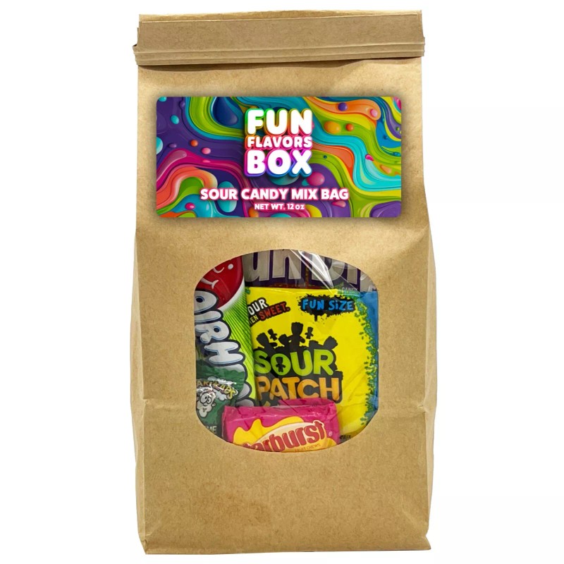 Fun Flavors Box Sour Candy Mix Bag, Gummy, Sweet Treats,