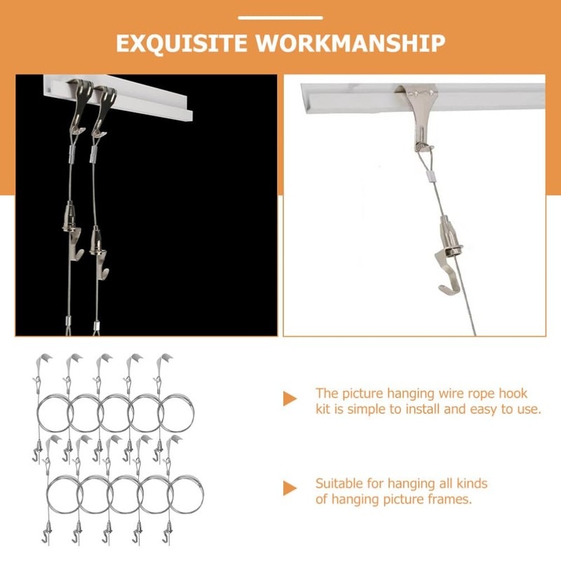 TEHAUX 10 Set Picture Rail Hanging System, 19.6 inch Adjustable