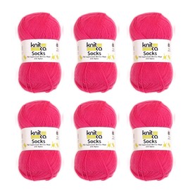 KNITCA SOCKS SUPERWASH MERINO WOOL YARN - SPORT WEIGHT - 200 m / 220 yds IN 50 g BALL - 6 PACK (6 x 1.7 oz / 50 g balls) - FOR KNITTING, CROCHET AND WEAVING (Fandango)