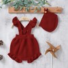 LAWKUL Baby Girl Clothes Knit Suspender Shorts Ruffle Flying Sleeve