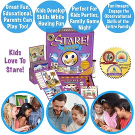 Stare Junior Board Game, A Game Where Kids Recall What They See. Fun Images Engage The Observational Skills of The Entire Family! Ages 6-12 with Special Rules for Parents