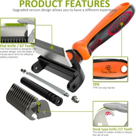 Spring Blossoms™ Rastrillo Profesional 2 en 1 para Perros y Gatos – Peine Desenredante con Cabezal Dual, Seguro y Sin Dolor – Ideal para Pelaje Medio a Largo – Color Naranja