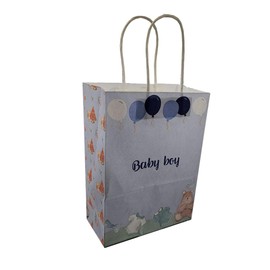 BlessingsHub Baby Boy/Baby Girl Return Gift Reusable Craft Paper Bags [Set Of 12] (Blue 2)