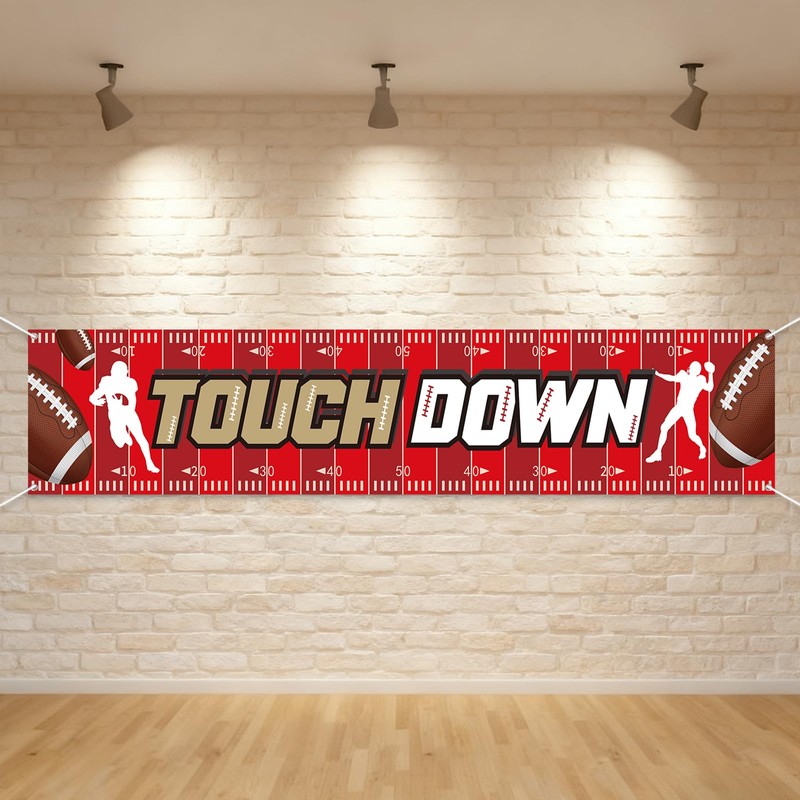 AKAIXI Large 9.8×2 ft Red Yellow and Black Touchdown Banner