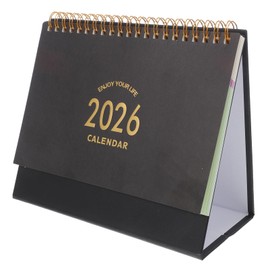 SHINEOFI 2025-2026 Small Desk Calendar – Flip Desktop Monthly Planner Standing Table Calendar Thick Paper Organizer for Home Office - Black