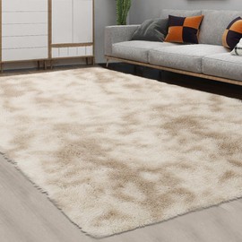 CAROMIO Shaggy Area Rug 6' x 9' Modern Indoor Plush Fluffy Rugs Soft and Comfy Velvet Faux Fur Carpet Rugs for Bedroom Living Room Girls Kids Nursery Fuzzy Area Rug, Beige Taupe