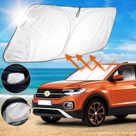 SHAOHAO SHAOHAO Kompatibel mit VW T-Cross 2018-2024 Sonnenblende Silber beschichtetes Gewebe Faltbare Sonnenblende, UV- und Hitzeschutz Sonnenblende, Windschutzscheibe vw t Cross