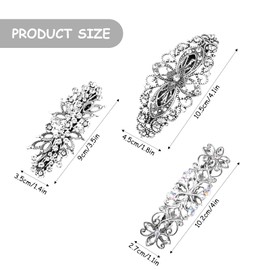 Jodsen 3 Pieces Retro Vintage Metal French Barrette Antique Crystal Barrette Rhinestone Pearl Hair Clips Vintage Flower Hair Slides Bridal Wedding Hairpins Head Pieces Jewelry Hair Accessory