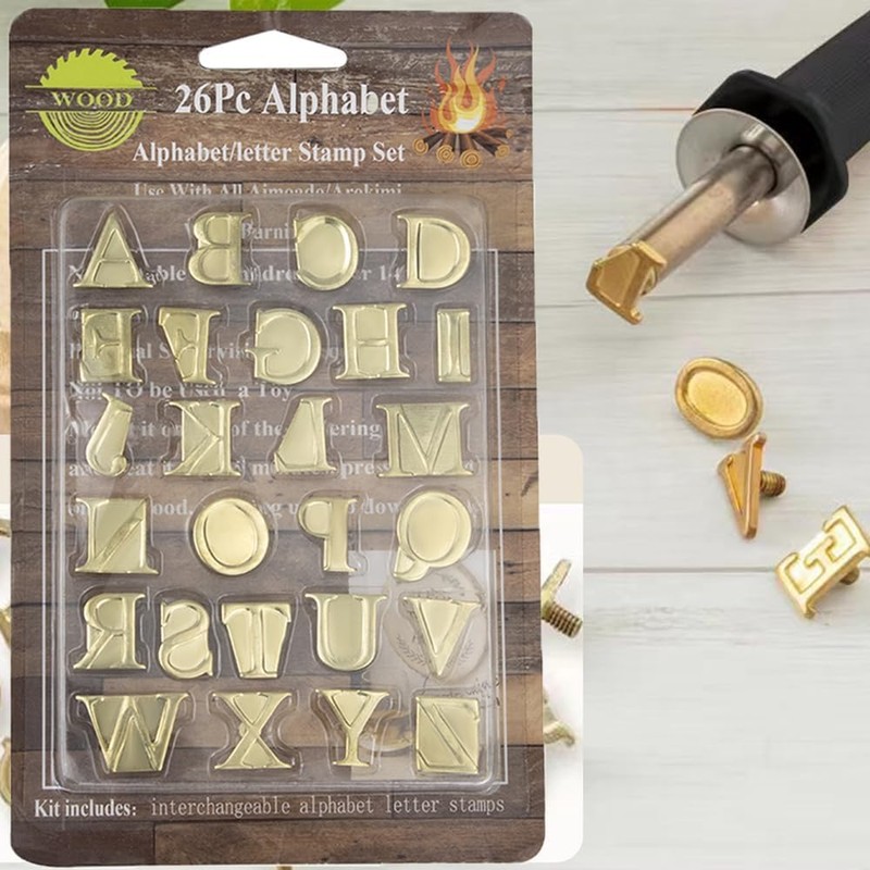 Wood Burning Letters Tips,Uppercase Alphabet HotStamps Set for Branding and
