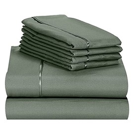 Lexington Elegance 18 inch Deep Pocket 6 Piece Bed Sheet Sets Wrinkle Free (Tree Moss, Full)