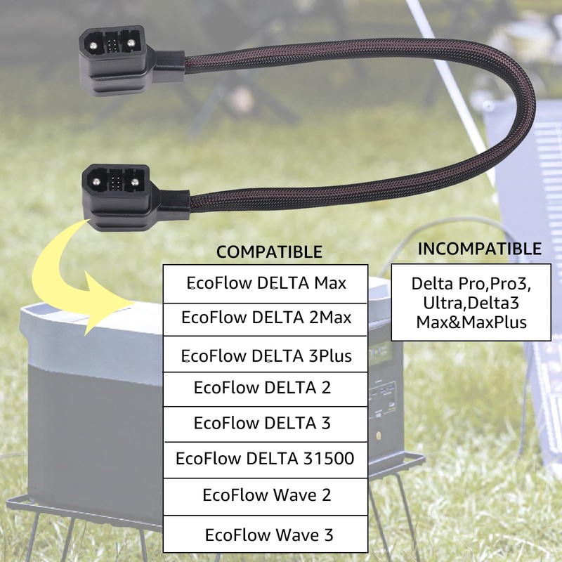 Extra Battery Connection Cable XT150 Gray Braided 20 Inches, Compatible